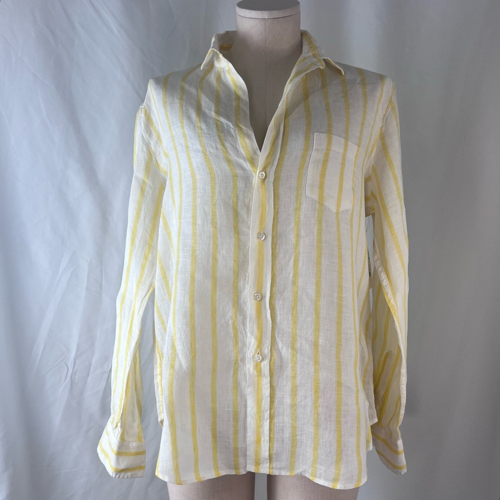 Frank & Eileen 'Eileen' Yellow & White Striped Buttoned Shirt
